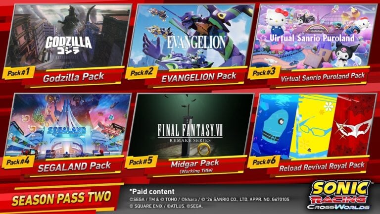 contenido del Año 2 para Sonic Racing: CrossWorlds con colaboraciones de Godzilla y EVANGELION
